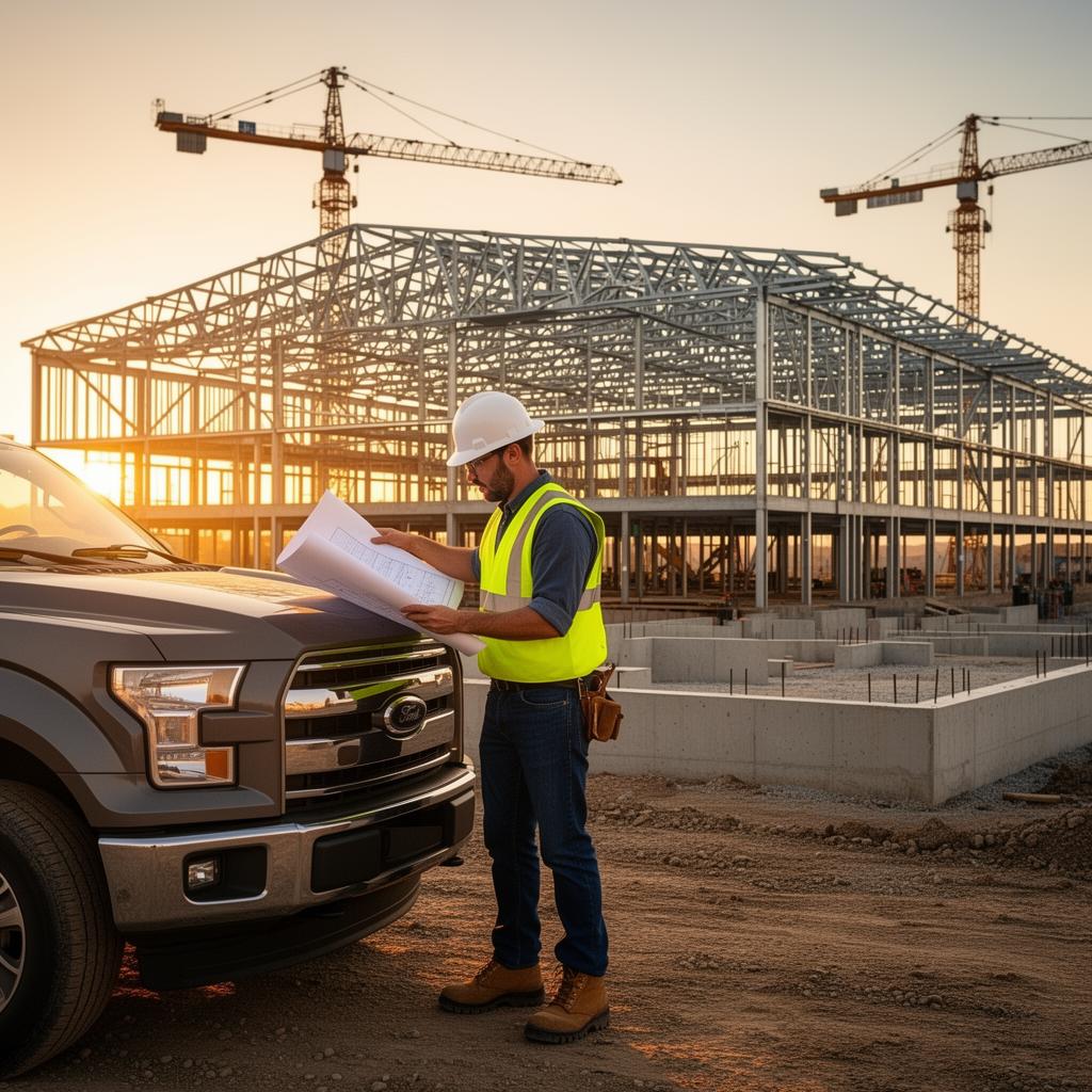 Chadha Construction project manager reviewing blueprints on an active commercial site