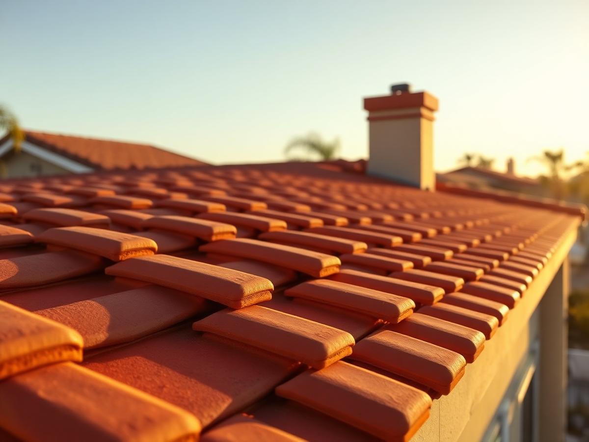 Freshly repaired tile roof